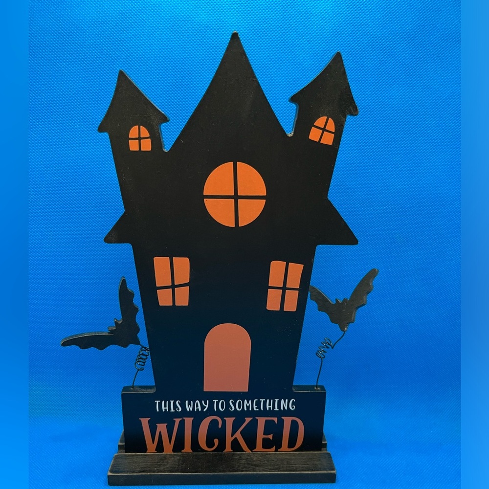 Wooden table top Haunted House decor